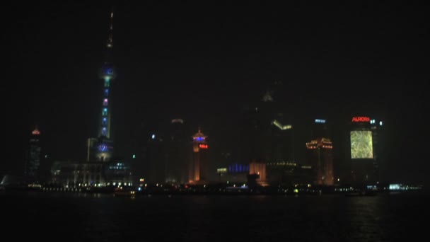 Shanghai Skyline en la noche — Vídeos de Stock